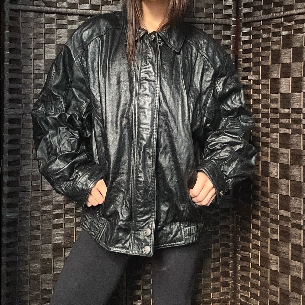 Wilson’s Genuine Black Leather XL Biker Jacket